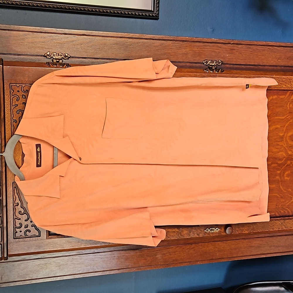 Mens peach Tommy Bahama Golf Silk Hawaiian shirt size M